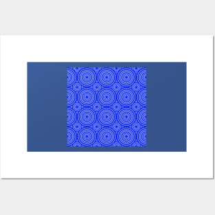 blue and white geometrical circle pattern Posters and Art
